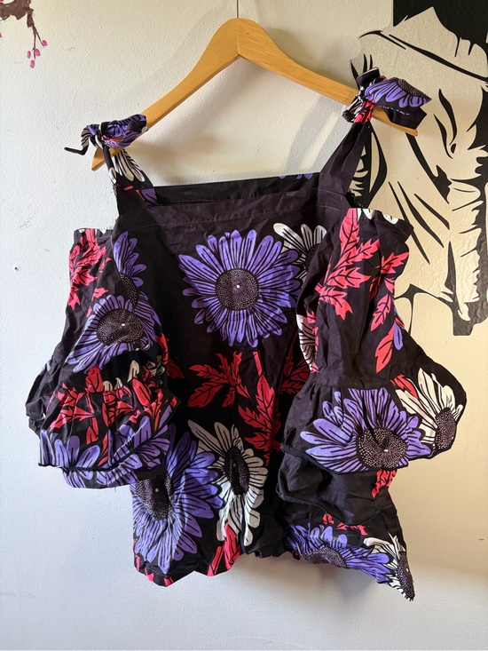 Pretty Prints Tops - Ankara Tie-Off-Shoulder Ruffle Top